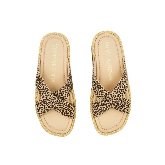 Stuart Weitzman Shoes - Stuart Weitzman Roza Animal-Print Crisscross Slide Sandal Size 40